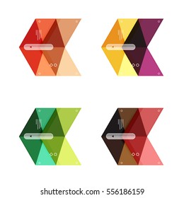Las plantillas de flecha de infografía en blanco vectorial se pueden utilizar como diseños de flujo de trabajo, diagramas, opciones de número o diseño web