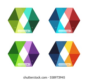 Las plantillas de flecha de infografía en blanco vectorial se pueden utilizar como diseños de flujo de trabajo, diagramas, opciones de número o diseño web