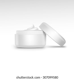 Vector Blank Jar with Cream Swirl Isolated on White Background