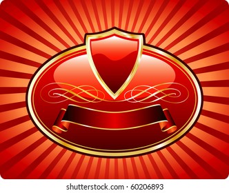 vector blank label like medallion with shield and banner