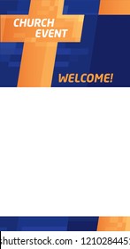 Vector blank layout Cross church event invitation advertising design bright contrast welcome