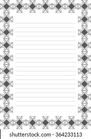 Vector blank for letter, card or charter. White paper form with red decorative ornamental border. A4 format size.