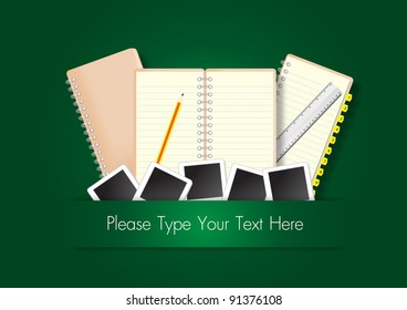 vector blank lined notebook on green background template