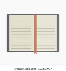 vector blank lined notebook with red ribbon