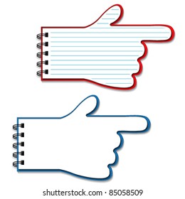 Vector blank lined notebooks - pointers of hand
