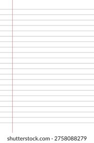 Vector blank lined paper from a notebook in A4 page format