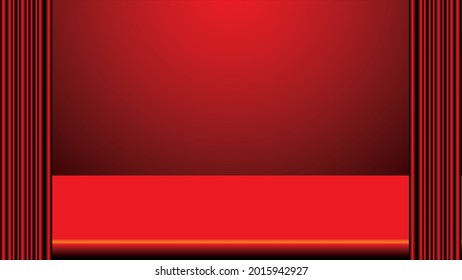 Vector, fondo de espacio de estudio en color rojo vivo en blanco, pantalla de producto con espacio de copia para la visualización del diseño de contenido.Cartel para anunciar productos en el sitio web