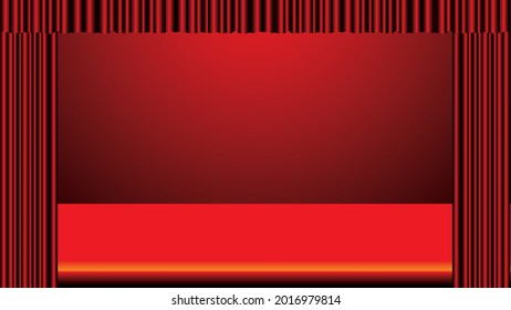 Vector, Blank live red color studio space background, product display with copy space for content design display.Banner to advertise products on website