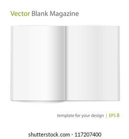 Vector blank magazine spread on white background. Using mesh