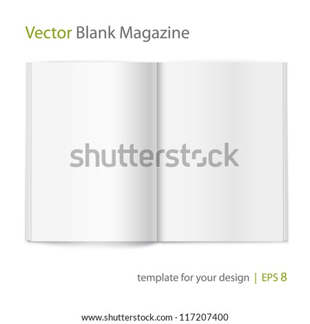 Vector blank magazine spread on white background. Using mesh