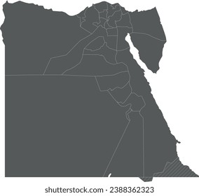 Vector blank map of Egypt with governorates or provinces and administrative divisions. Editable and clearly labeled layers.