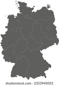 Vector blank map of Germany with federated states or regions and administrative divisions. Editable and clearly labeled layers.
