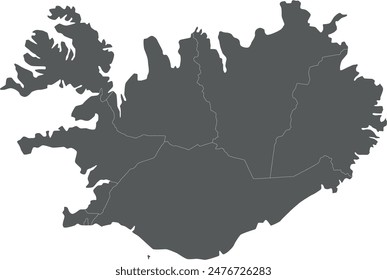 Vector blank map of Iceland with regions and administrative divisions. Editable and clearly labeled layers.