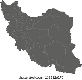 Vector blank map of Iran with provinces and administrative divisions. Editable and clearly labeled layers.