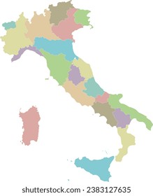 Vector blank map of Italy with regions and administrative divisions. Editable and clearly labeled layers.