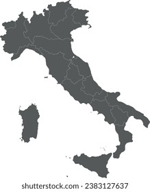 Vector blank map of Italy with regions and administrative divisions. Editable and clearly labeled layers.