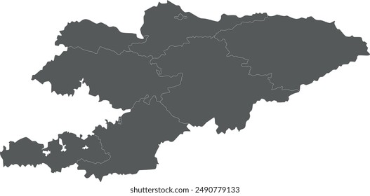 Vector blank map of Kyrgyzstan with regions and administrative divisions. Editable and clearly labeled layers.