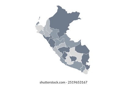 Vector blank map of Peru with administrative divisions.