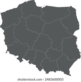 Vector blank map of Poland with provinces and administrative divisions. Editable and clearly labeled layers.