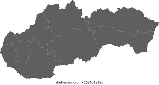 Vector blank map of Slovakia or Slovak Republic with regions or territories and administrative divisions. Editable and clearly labeled layers.