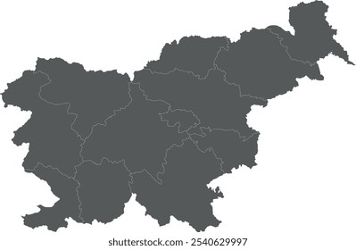 Mapa en blanco del Vector de Eslovenia con regiones o territorios estadísticos y divisiones administrativas. Capas editables y claramente etiquetadas.