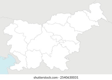 Mapa en blanco del Vector de Eslovenia con regiones estadísticas y divisiones administrativas, y países y territorios vecinos. Capas editables y claramente etiquetadas.