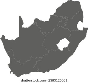 Vector blank map of South Africa with provinces and administrative divisions. Editable and clearly labeled layers.