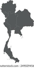 Vector blank map of Thailand with regions or territories and administrative divisions. Editable and clearly labeled layers.