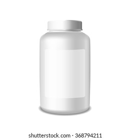 Vector blank medical plastic packaging bottle for pills Isolated on white background
