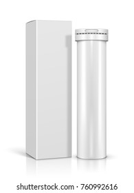 Vector Blank Medicine Medical Packaging Package Paper Box and Plastic Bottle with Cap for Pills