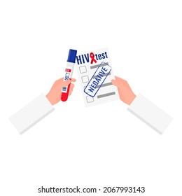 Vector blank with negative results or blood test for HIV. World AIDS Day.