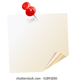  Vector blank note paper with pin