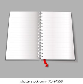 Vector blank notebook with bookmark