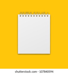 Vector Blank Notebook Isolated on Yellow