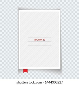 Vector blank notebook with red bookmark isolated on clean transparent background.