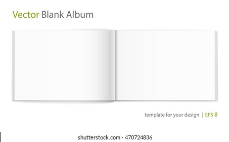 Vector blank of open album on neutral white background. Using mesh. Template