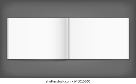 Vector blank of open album on neutral grey background. Using mesh. Template