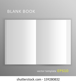 Vector blank open book isolated on gray background