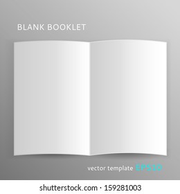 Vector blank open booklet isolated on gray background