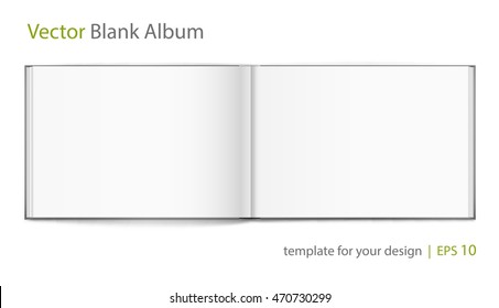 Vector blank of open hardcovered album on white background. Using mesh. Template