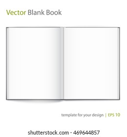 Vector blank of open hardcovered book on white background. Using mesh. Template