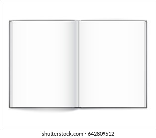 Vector blank of open hardcovered book on white background. Using mesh. Template
