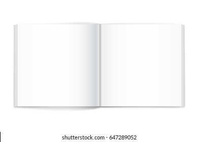 Vector blank of open magazine on neutral white background. Square format. Using mesh. Template