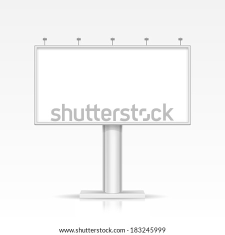 Vector Blank Outdoor Billboard with Place for Message and with Lighting.  Isolated on White Background
