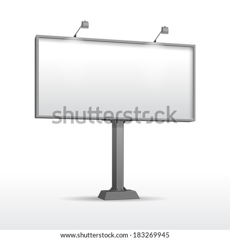Vector Blank Outdoor Billboard with Place for Message and with Lighting  Isolated on White Background