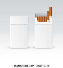Vector Blank Pack Package Box of Cigarettes Isolated on White Background