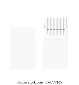 Vector Blank Pack Package Box of Cigarettes Isolated on White Background.