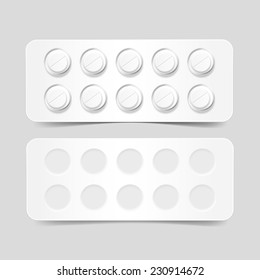 Vector Blank Pack of Pills Isolated on Background