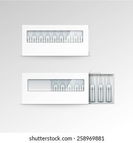 Vector Blank Packaging Box for Ampules Isolated on White Background