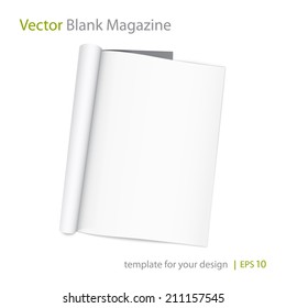 Vector Blank Page Of Magazine On White Background. Template For Design. Using Mesh